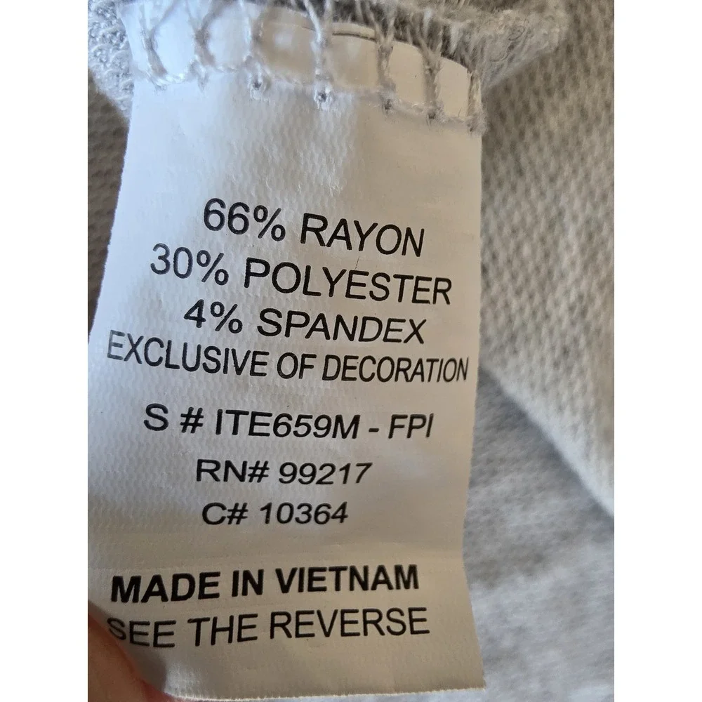 C T-Shirt Women XL Grey Round Neck Pearl Short Sleeve Casual Top Tee Front Tie